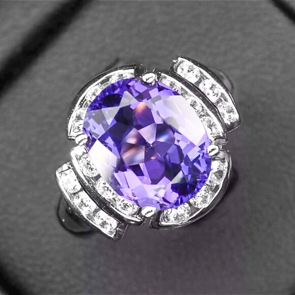 Violet Amethyst 4.80Ct 925 Sterling Silver Handmade Ring Sz 6 - Picture 2 of 6